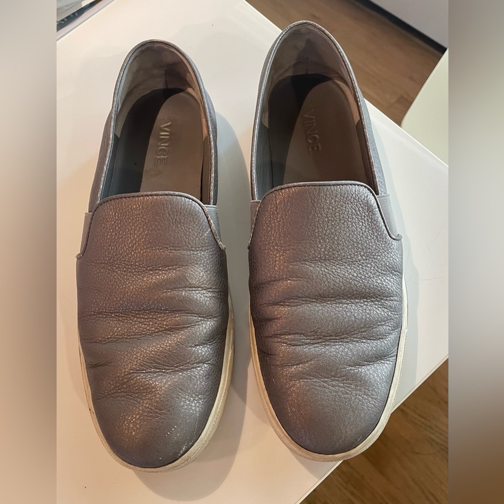 Vince Blair slip on shoes in metallic grey, size 8